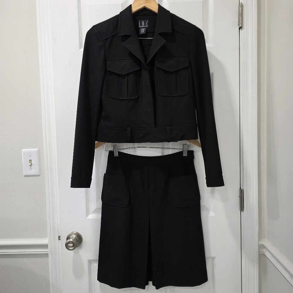 INC International Concepts Black 2-Piece Cropped Jacket & Skirt Suit Size 2 - Picture 13 of 16